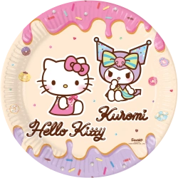 Papierteller „Hello Kitty & Kuromi“, 23 cm, 8 Stück