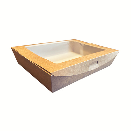 Sushi-Box mit Sichtfenster, braun, 21 x 16 x 4,5 cm, 40 Stück