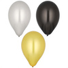 Ballon-Mix in Gold, Schwarz und Silber, 25 cm, 6 Stück