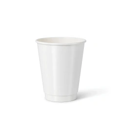 Weißer, doppelwandiger Papierbecher, glänzend, Dispersionsbeschichtung, 250 ml, Durchmesser 80 mm, 25 Stück