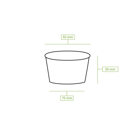 Weißer Pappbecher für Eis, 220 ml, Durchmesser 92 mm, 50 Stück