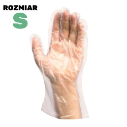 Transparente HDPE-Folienhandschuhe im Block, „S“, 100 Stück