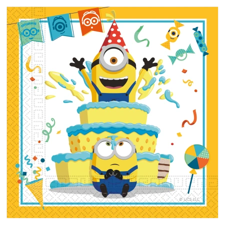 Zweilagige Servietten „Minions“, 33 x 33 cm, 20 Stück