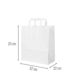 Weiße Papiertüte mit Tragegriff, 32 x 22 x 25 cm, 250 Stück