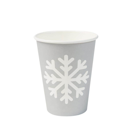 Grauer Pappbecher, Dispersionspapier, „Winter“, 350 ml, Durchmesser 90 mm, 50 Stück
