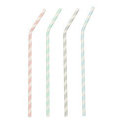 Flexible Papierstrohhalme in Pastelltönen, 6/220 mm, 100 Stück