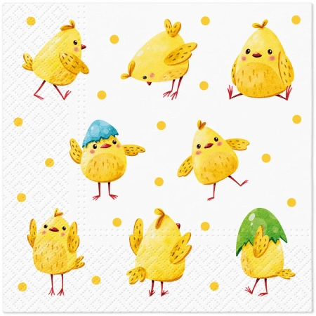 3-lagige Servietten „Crazy Chickens“, 1/4, 33 x 33 cm, 20 Stück
