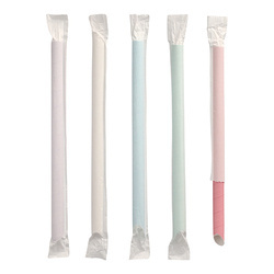 Einzeln verpackte Bubble-Tea-Papierstrohhalme, einseitig abgeschnitten, 12/200 mm, 200 Stück
