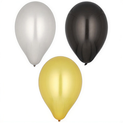 Ballon-Mix in Gold, Schwarz und Silber, 25 cm, 6 Stück