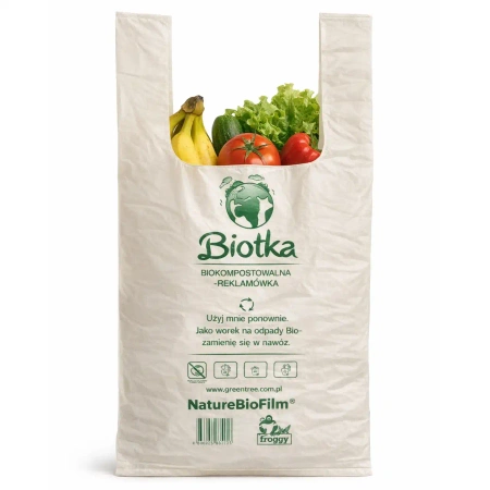 Kompostierbare BIOTKA-Tragetaschen, 30+14 x 64 cm, 100 Stück