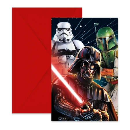 Einladungskarten mit Umschlag „Star Wars“, 6 Stück