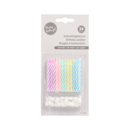 Geburtstagskerzen-Set, Pastelltöne, 6 cm, 24 Stück