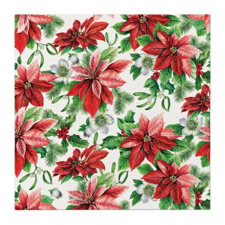 Premium-Airlaid-Servietten, „Poinsettia“, 1/4, 40 x 40 cm, 12 Stück