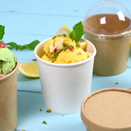 Weißer Pappbecher für Eis, 360 ml, Durchmesser 92 mm, 50 Stück