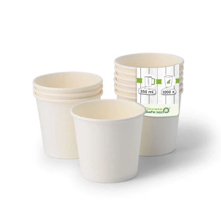 Weißer Pappbecher für Eis, 300 ml, Durchmesser 92 mm, 50 Stück