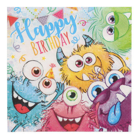 3-lagige Servietten „Funny Monsters“ 1/4, 33 x 33 cm, 20 Stück