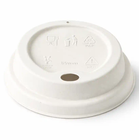 Deckel aus Zuckerrohr für Becher, Durchmesser 80 mm, 50 Stück