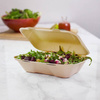 Menübox aus Zuckerrohr, ungeteilt, naturfarben, 22,8 x 15,5 x 7,4 cm, 50 Stück