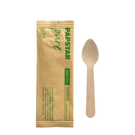 Holzlöffel, 11 cm, einzeln verpackt, PURE, 50 Stück