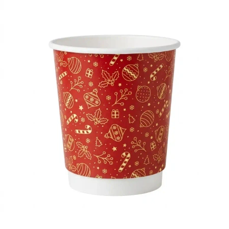 Weihnachtlicher Papierbecher, Dispersion, GLANZ, 250 ml, Ø 80 mm, 25 Stk.