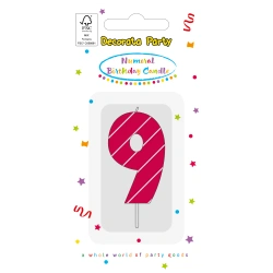 Geburtstagskerze „9“ in Rosa, 1 Stück
