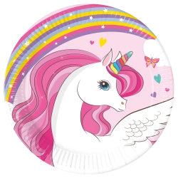 Papierteller „Unicorn“, 20 cm, 8 Stück
