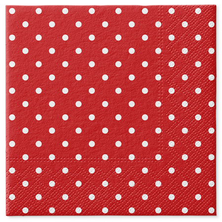 3-lagige Servietten „Dots Red“, 1/4, 33 x 33 cm, 20 Stück