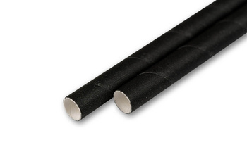 Schwarze Papierstrohhalme, 6/197 mm, 100 Stück