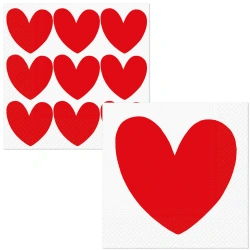 3-lagige Servietten „Red Hearts“, 1/4, 33 x 33 cm, 20 Stück