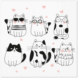 3-lagige Servietten „Meow Hearts“, 1/4, 33 x 33 cm, 20 Stück
