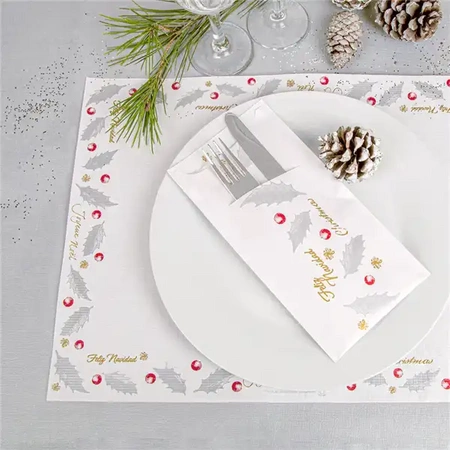 Besteckhüllen mit Serviette „Noel“, 22,5 x 11,2 cm, 250 Stück