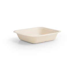 Behälter aus Zuckerrohr, naturfarben, 650 ml, 19,5 x 18 x 4 cm, Serie „4“, 50 Stück