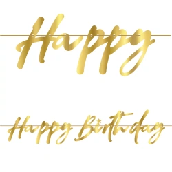 Geburtstagsbanner „Happy Birthday“ in Gold, 1 Stück
