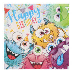 3-lagige Servietten „Funny Monsters“ 1/4, 33 x 33 cm, 20 Stück