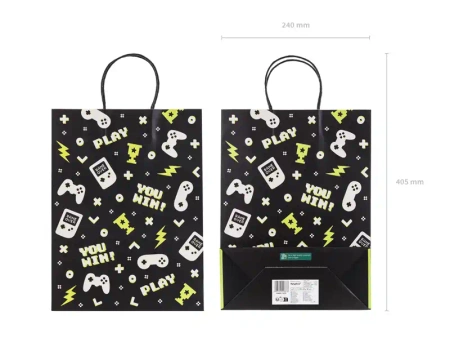 Geschenkpapiertüte „Gamepads“, 10 × 24 × 32 cm, 1 Stk.