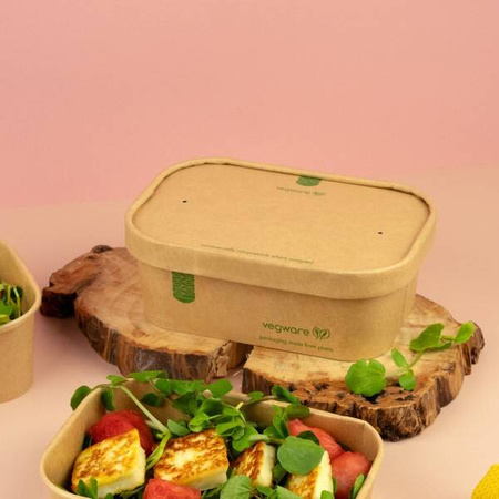 Papierdeckel für rechteckige Behälter von Vegware, 25 Stück