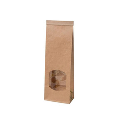 Papiertüte mit PLA-Fenster, 1350 ml, 9 x 4,7 x 26 cm, 50 Stück