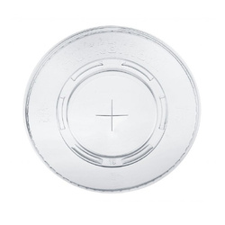 Flacher rPET-Deckel mit Öffnung/Kreuz, Durchmesser 95 mm, 100 Stück