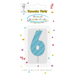 Geburtstagskerze „6“ in Blau, 1 Stück