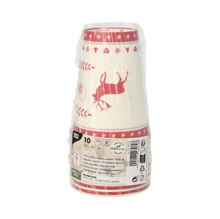 Papierbecher „Rentiere“ 200 ml, Durchmesser 70 mm, 10 Stück