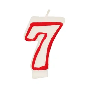Weiße Geburtstagskerze mit der Zahl „7“, 1 Stück