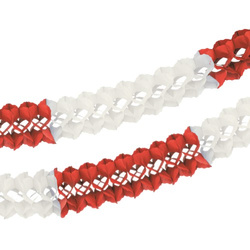 Weiß-rote Papiergirlande, Durchmesser 16 cm, Länge 10 m, 1 Stück