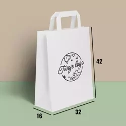 Weiße Papiertüten, 32 x 16 x 42 cm, mit IHREM AUFDRUCK! 2000 Stück