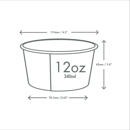 Papierbecher für Desserts und Eis, 180 ml, Durchmesser 90 mm, 50 Stück