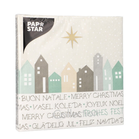 3-lagige Servietten „Christmas Village“ 1/4, 33 x 33 cm, 20 Stück