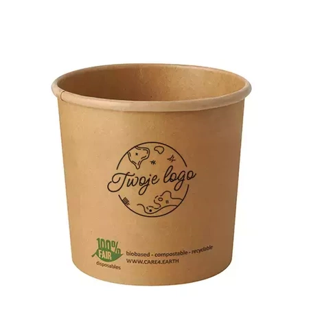 Papiersuppe-Becher 760 ml, 11,5 x 11 cm, EIGENER AUFDRUCK, 2000 Stück