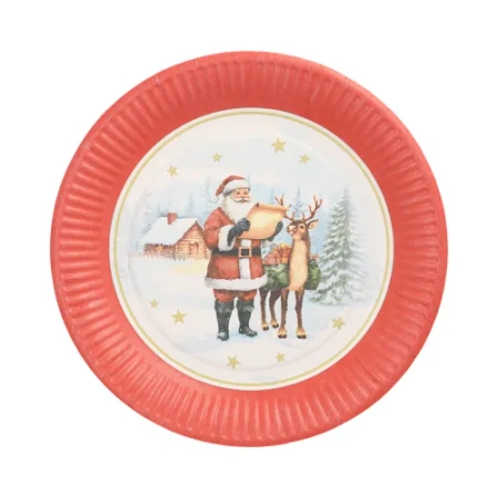 Runder Pappteller „Dear Santa“, 23 cm, 10 Stück