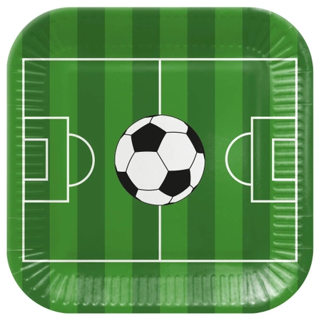 Quadratischer Pappteller „Soccer Green“, 23 x 23 cm, 8 Stück