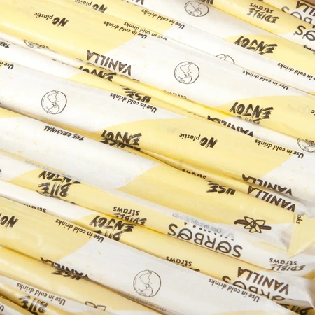 Essbare Strohhalme, Vanillegeschmack, einzeln verpackt, 5/190 mm, 200 Stück