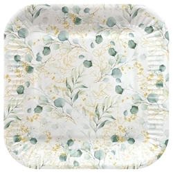 Quadratischer Pappteller „Eucalyptus“, 23 x 23 cm, 8 Stück
